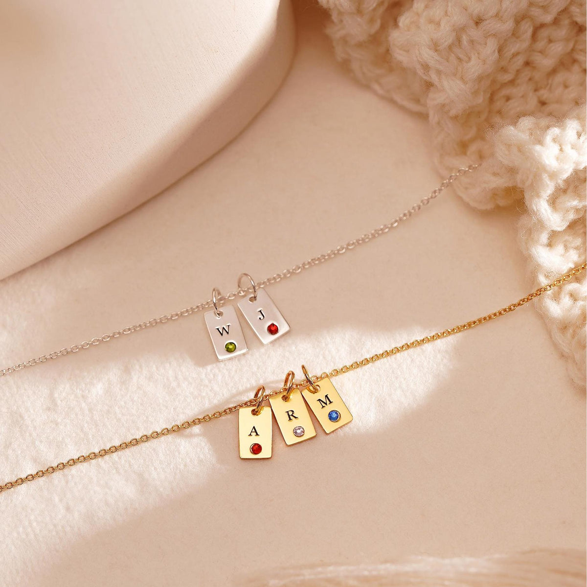 Personalized Birthstone Multiple Initial Necklace