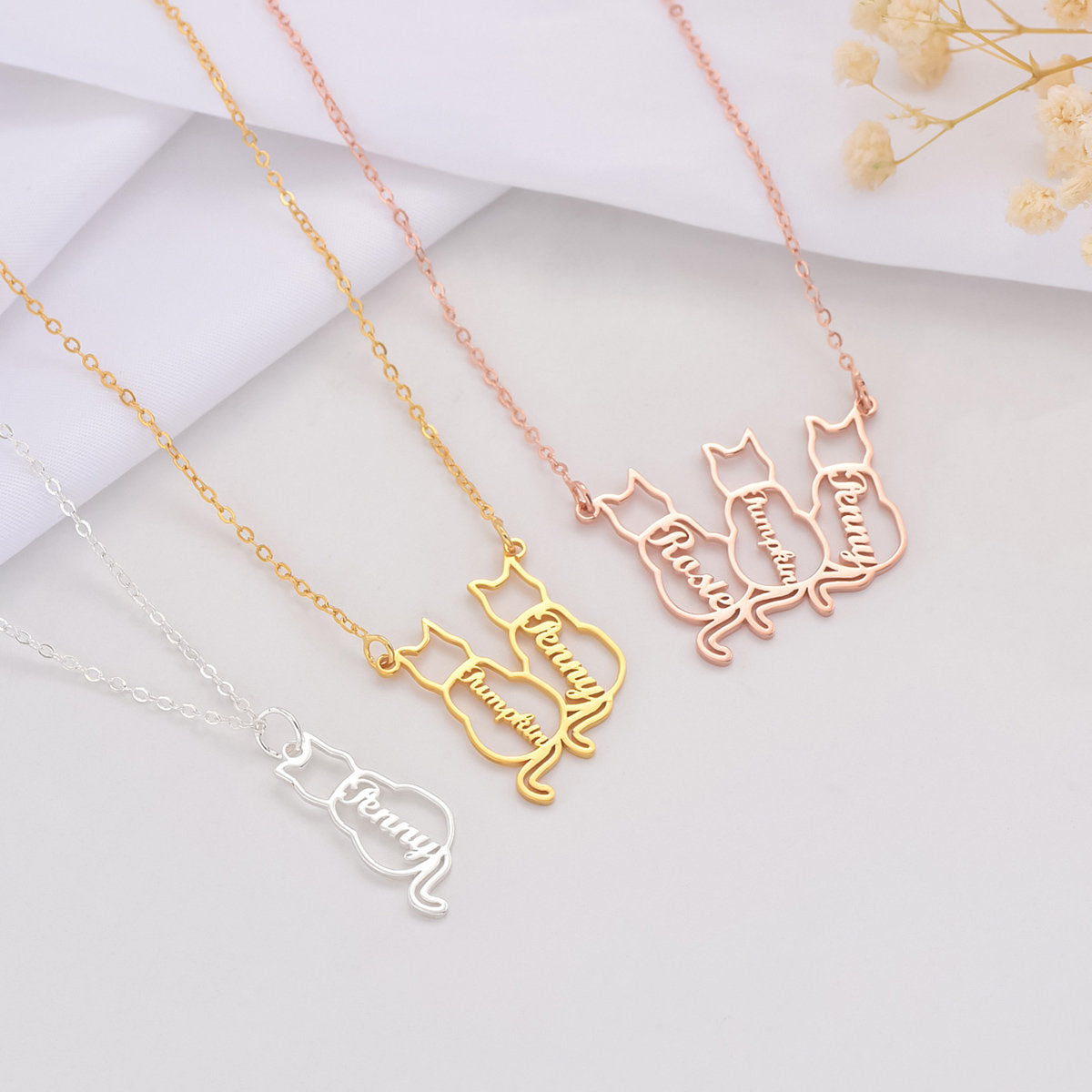 Personalized Cat Name Necklace Gifts For Cat Lovers