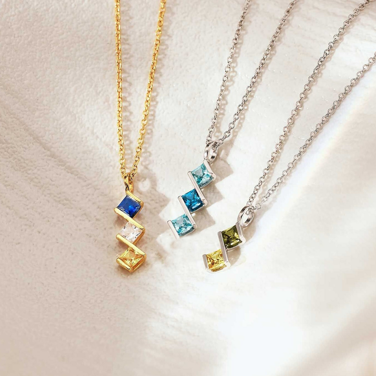 Personalized Multiple Birthstone Necklace Gift For Family