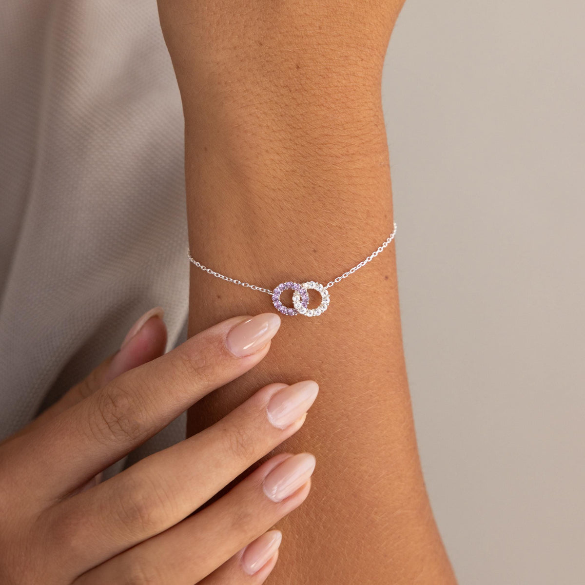 Personalized Interlocking Duo Birthstone Bracelet