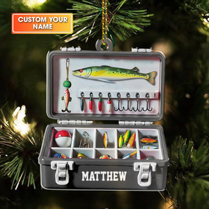 Personalized Fishing Tackle Box Acrylic Ornaments Presents For Fishermen