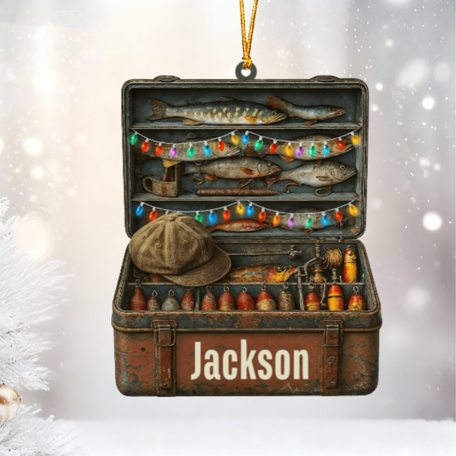 Fishing Lover Christmas Personalized Toolbox Ornament