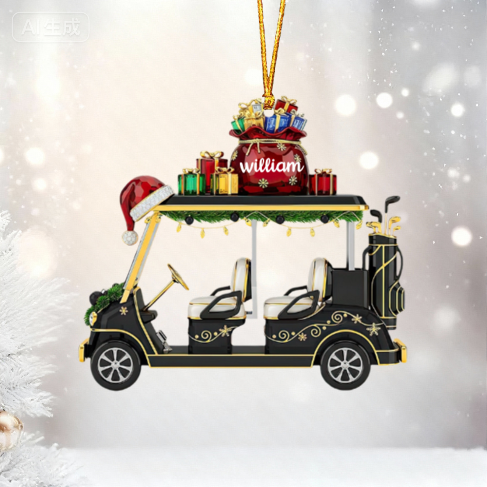 Golf Cart Ornament - Personalized Gifts For Golf Lovers
