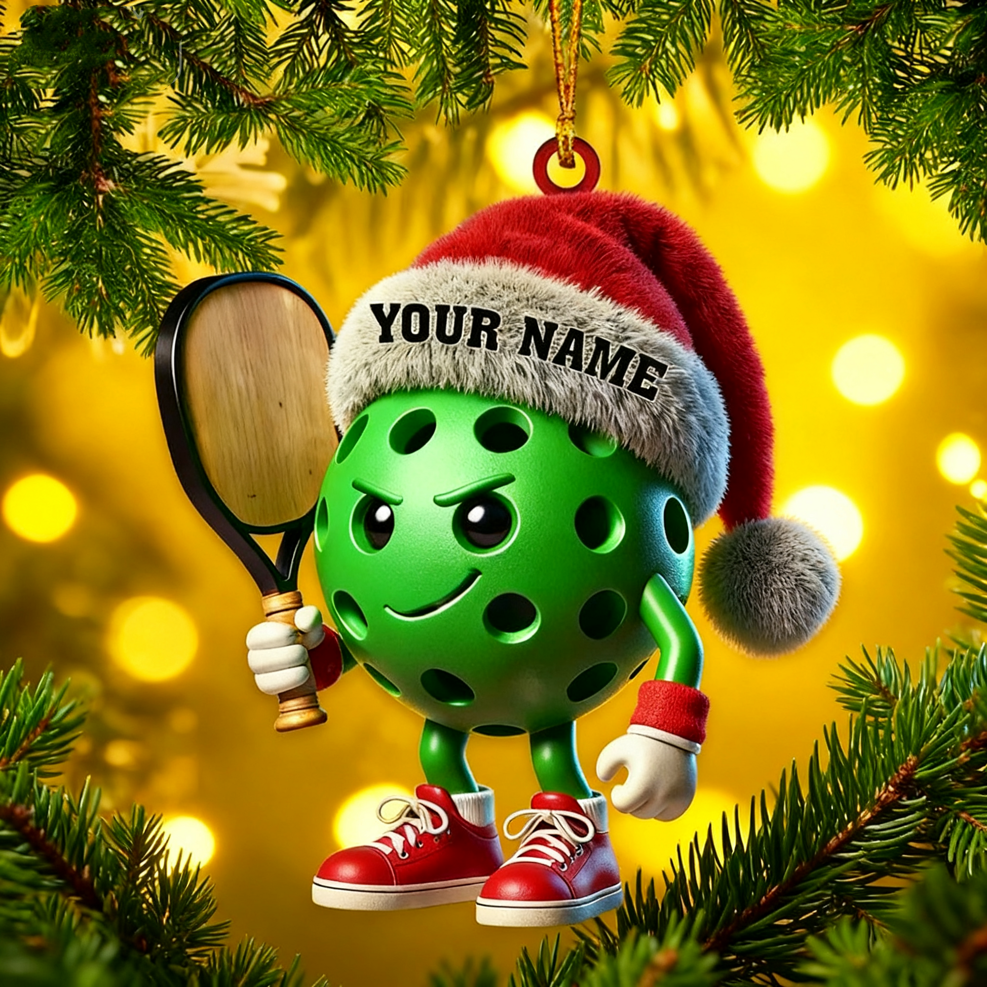 Custom Name Pickle Ball Ornament, Christmas Gift Decoration