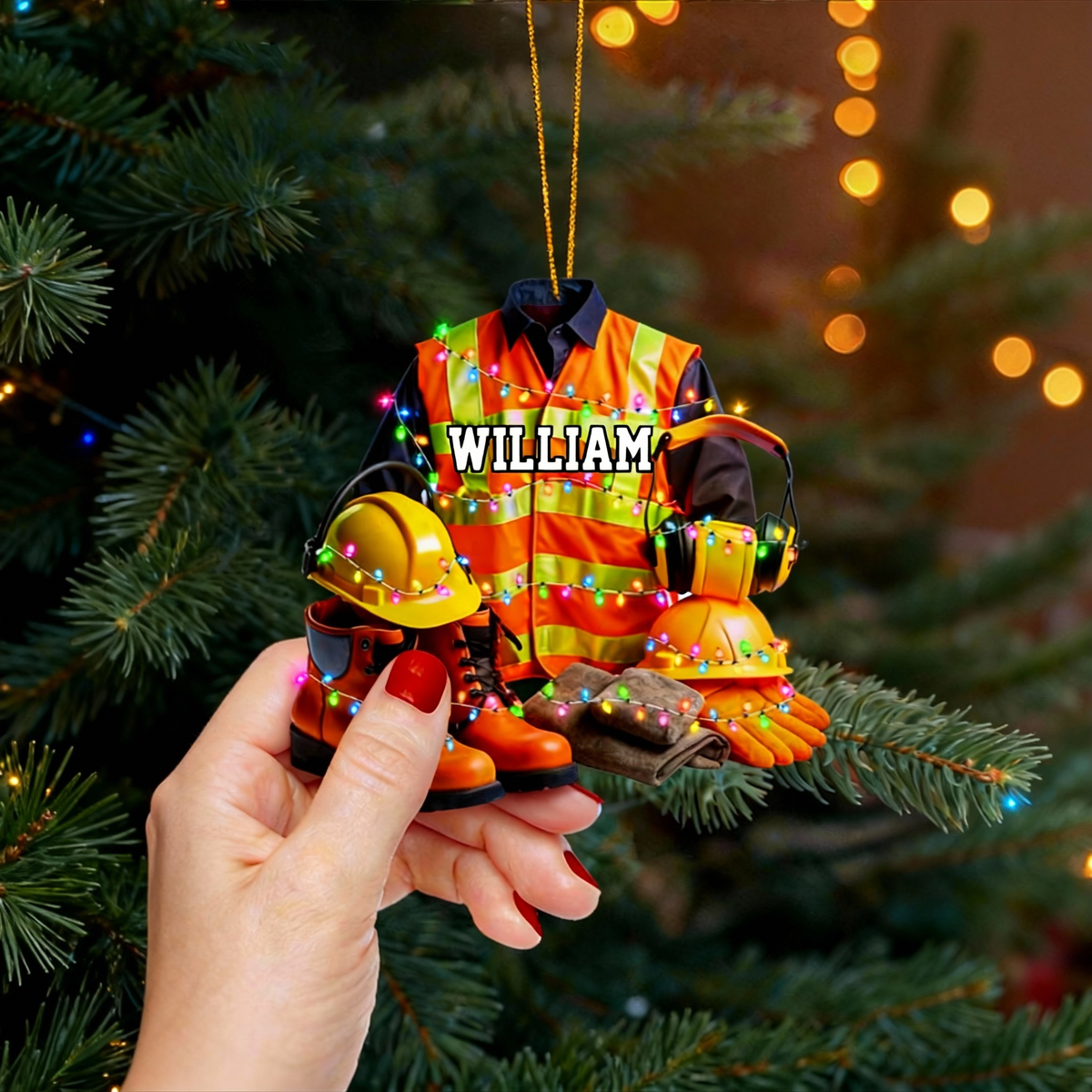 Personalized Construction Worker Uniform Ornament