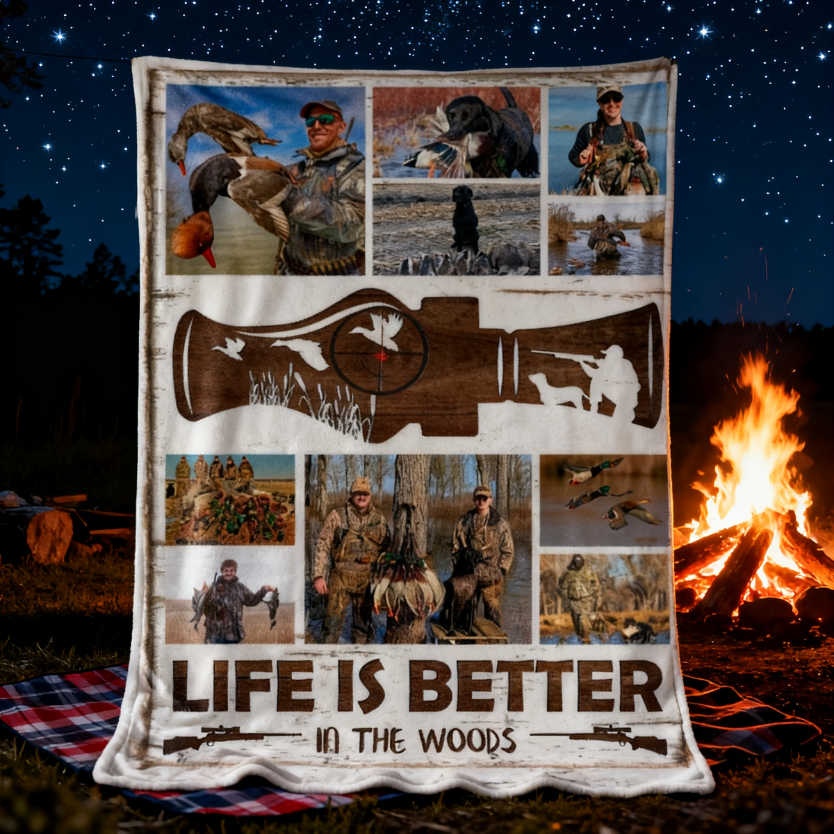 Personalized Hunting Photo Collage Blanket,Hunting Memories Gift For Hunters