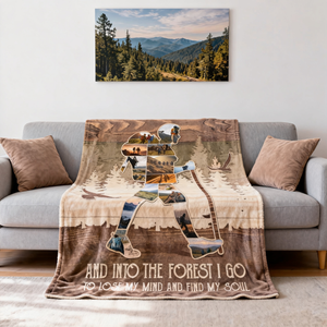 Personalized Mountain Hiking Photo Collage Blanket, Outdoorsy Gifts Hiking Gift for Hikers