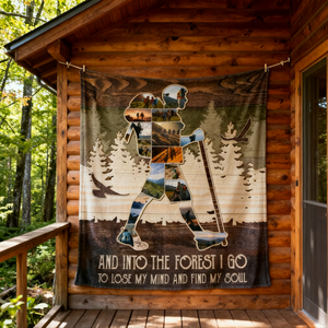 Personalized Mountain Hiking Photo Collage Blanket, Outdoorsy Gifts Hiking Gift for Hikers