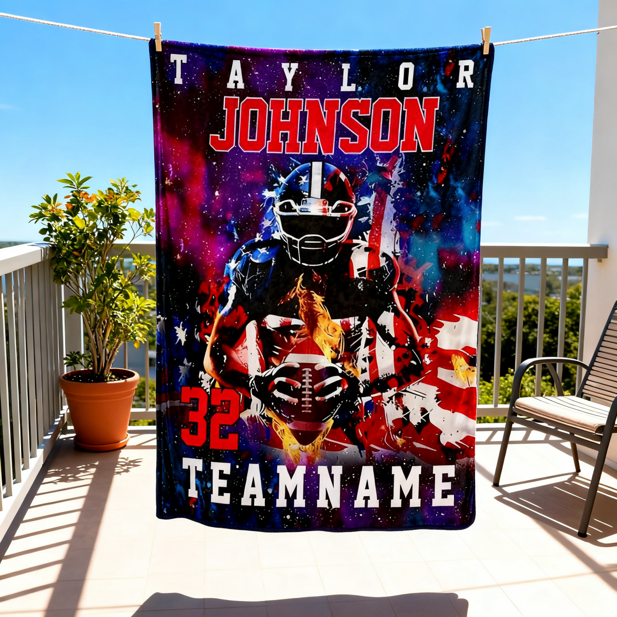 Custom Any Name And Number - Personalized American Football Blanket