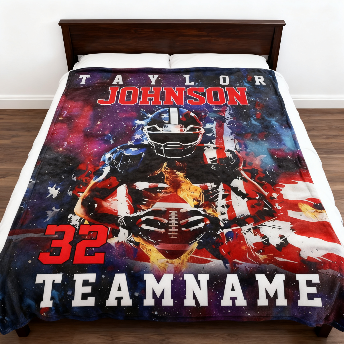 Custom Any Name And Number - Personalized American Football Blanket