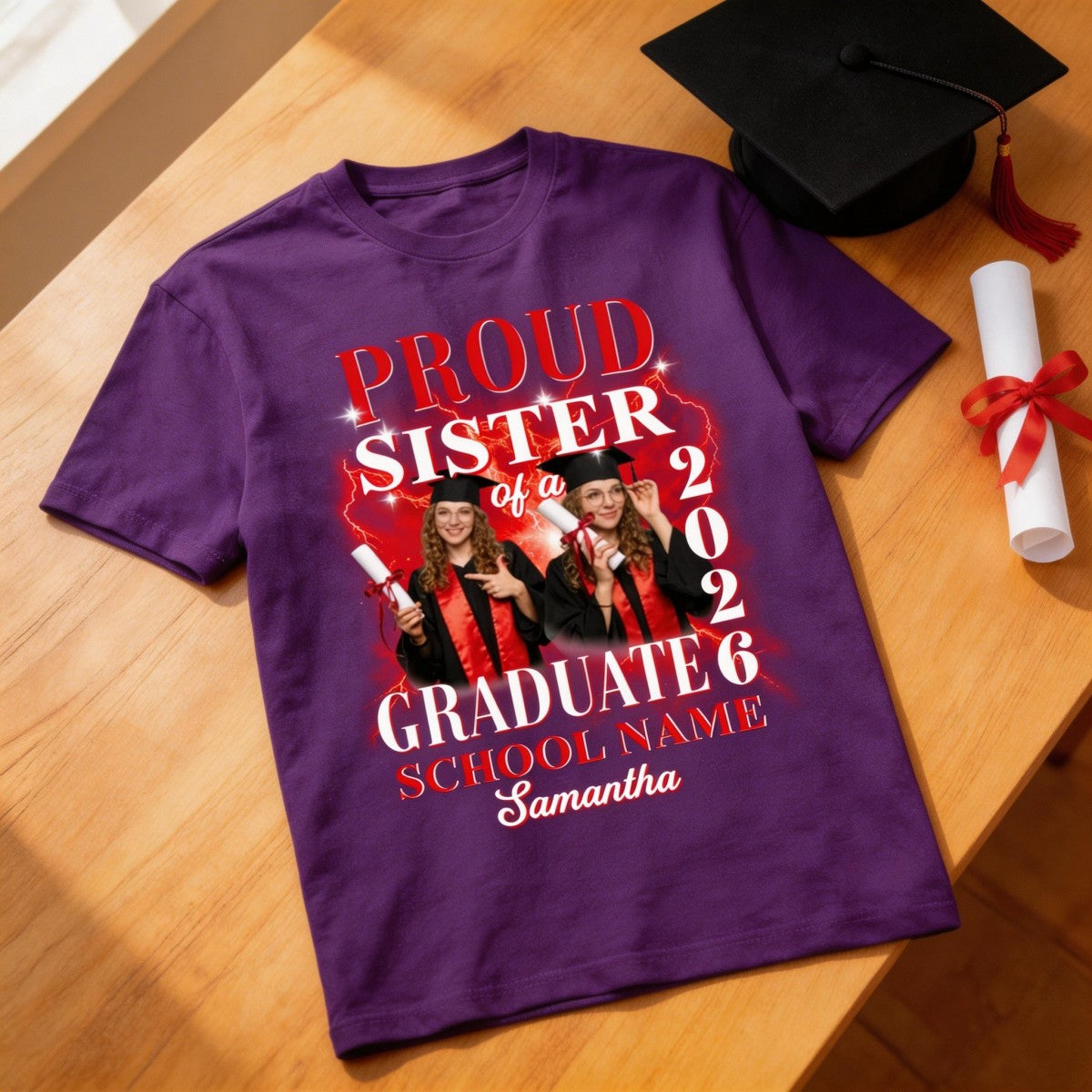 Proud Mom Dad Grandma Grandpa Of A 2026 Graduate Custom Photo - Personalized Shirt - Family Matching Graduation Shirt