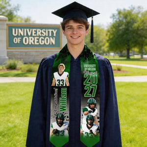 Football Graduation Sash - Custom Photo Class of 2026 Graduation Stole