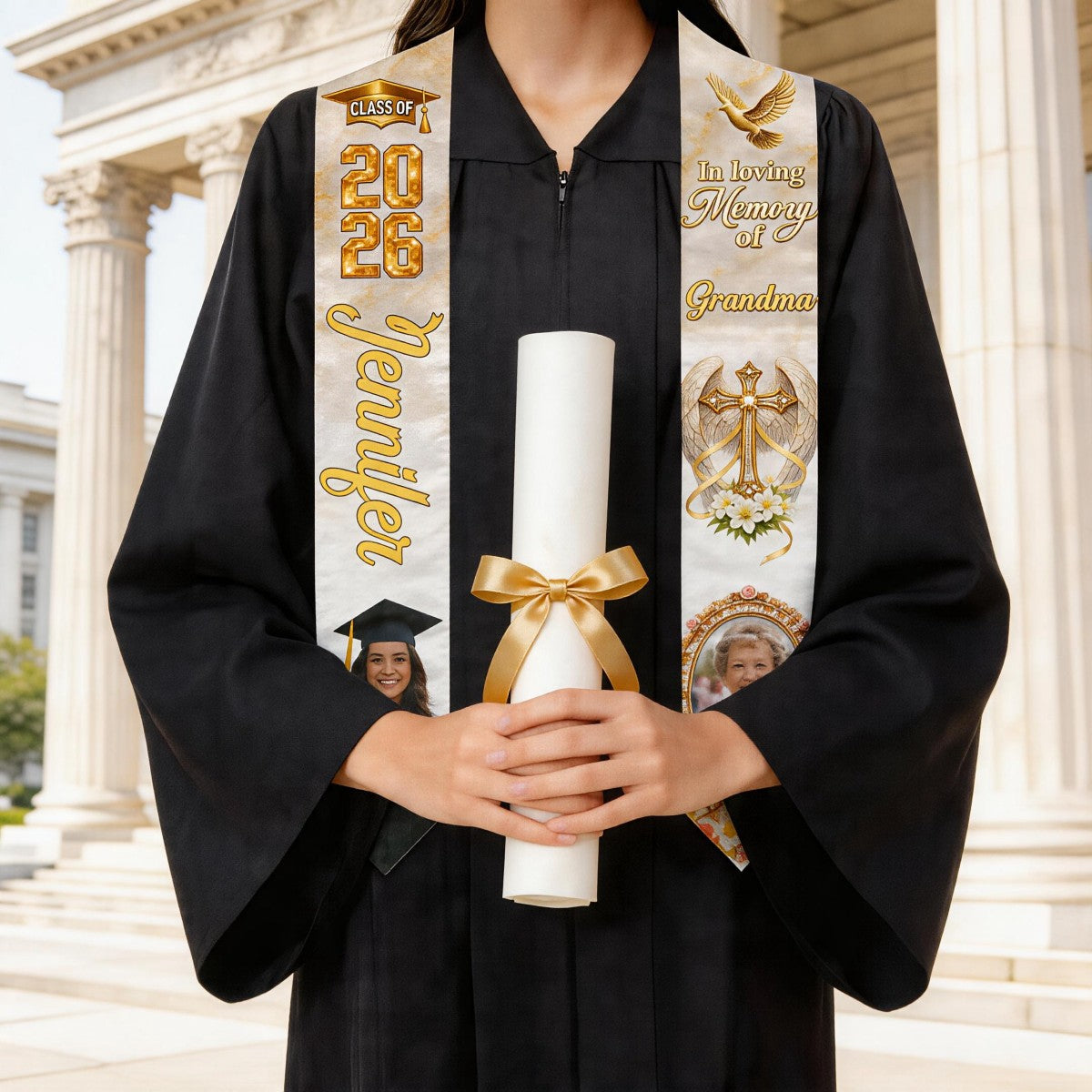 Carrying Mom’s Memory With You – Personalized Graduation Stole