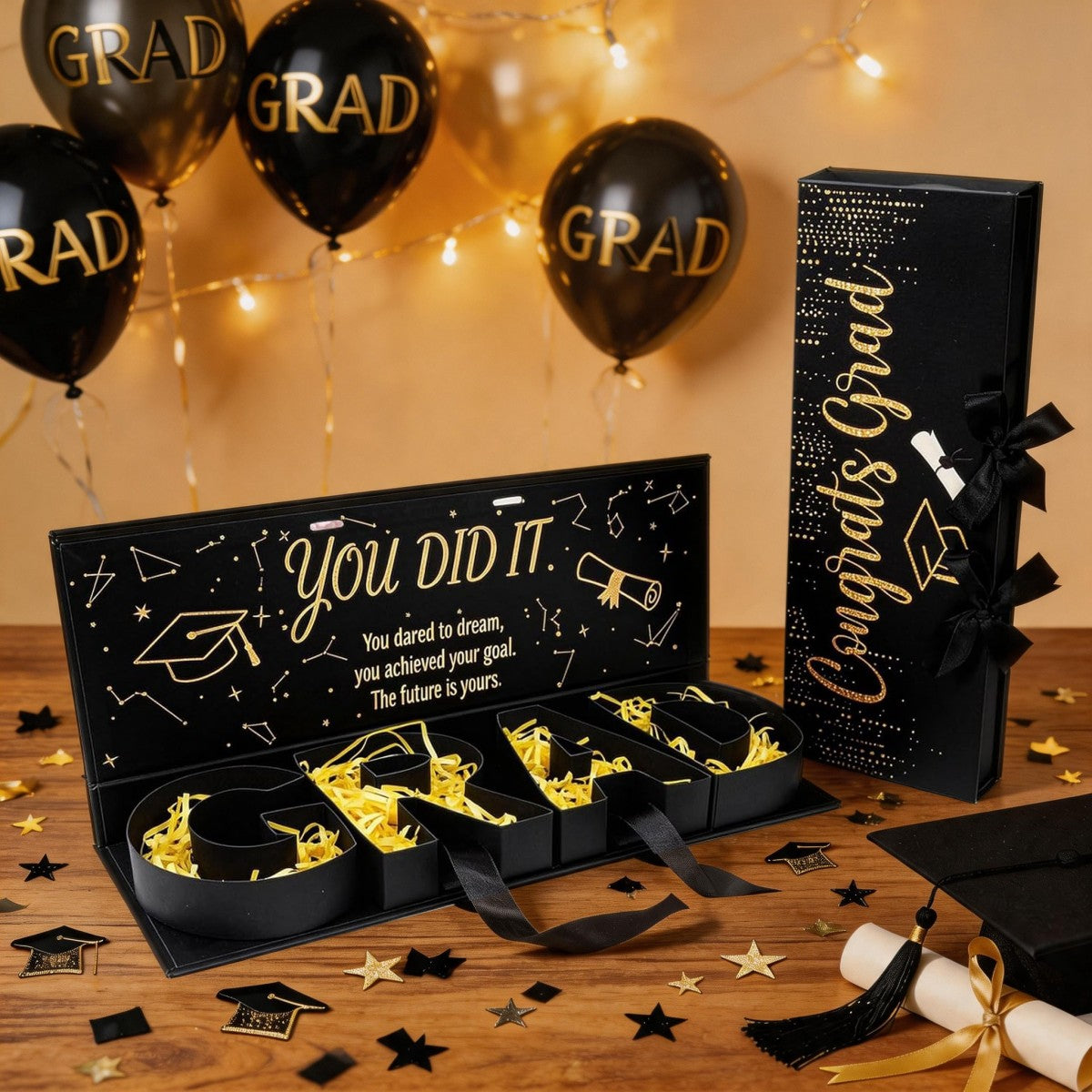 DIY Graduation Gift Box 2026, GRAD Letter Shaped Fillable Cardboard Box for High School or College Grads