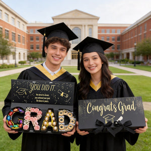 DIY Graduation Gift Box 2026, GRAD Letter Shaped Fillable Cardboard Box for High School or College Grads
