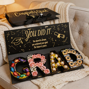 DIY Graduation Gift Box 2026, GRAD Letter Shaped Fillable Cardboard Box for High School or College Grads