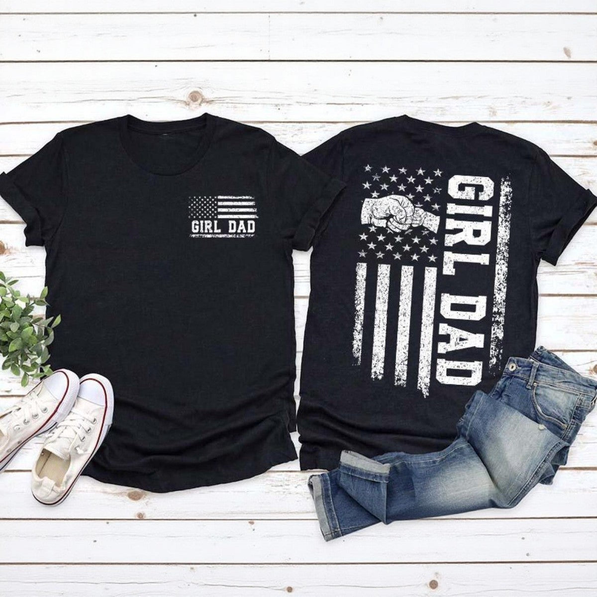 Girl Dad T-shirt Personalized Gift for Father's Day
