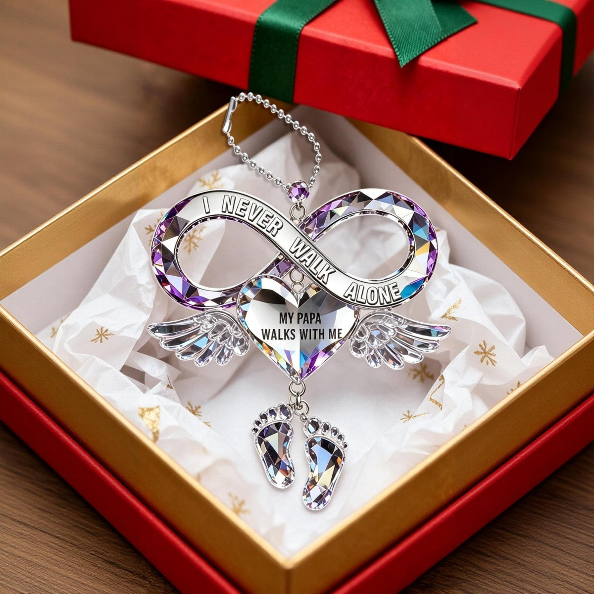 I NEVER WALK ALONE Personalized Infinity Love Keepsake Ornament