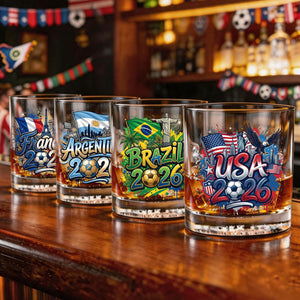 Personalized 2026 Soccer Country Whiskey Glass | Perfect For Fan Events & Tailgates