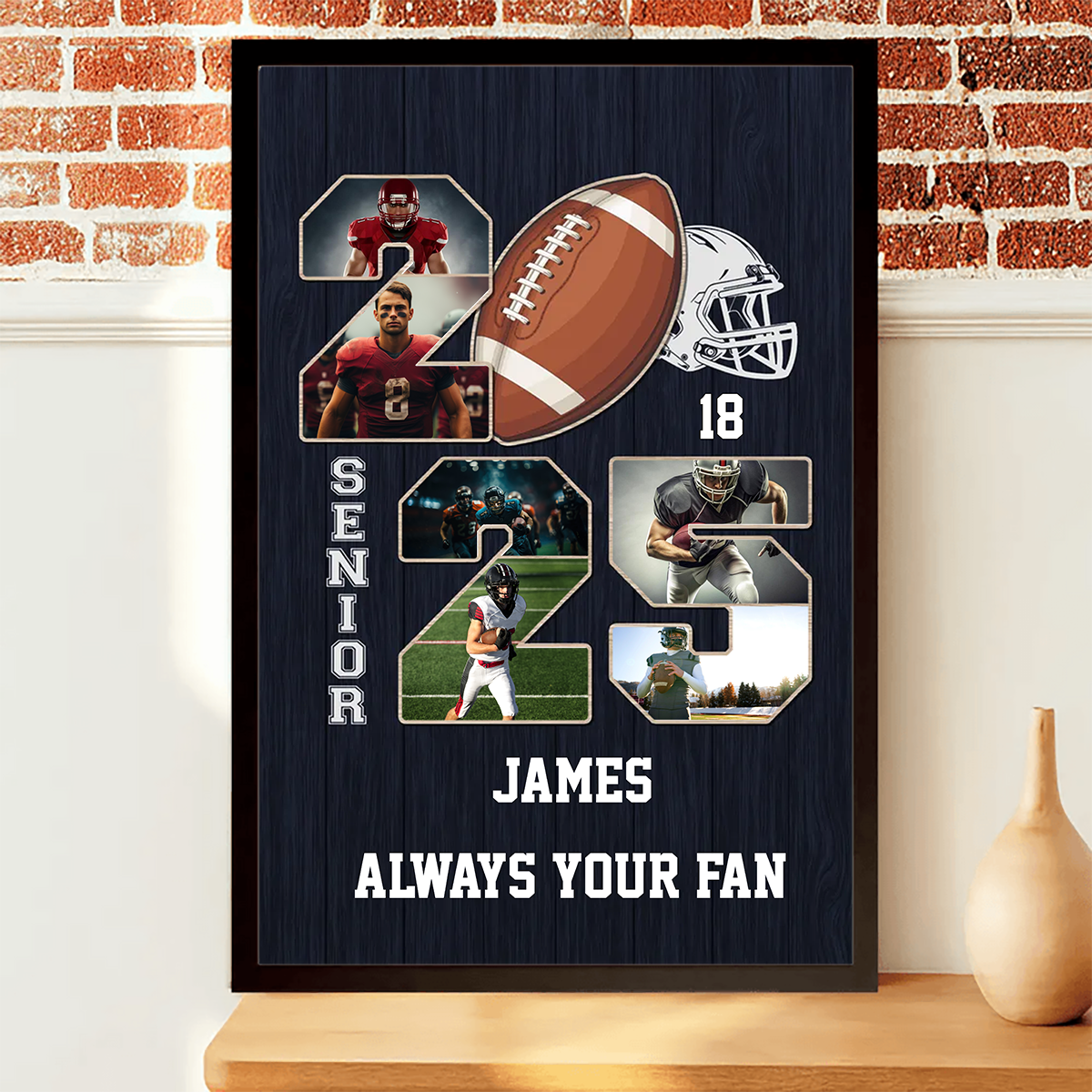 2025 American Football Photo Collage Canvas Personalized Gift For Football Player