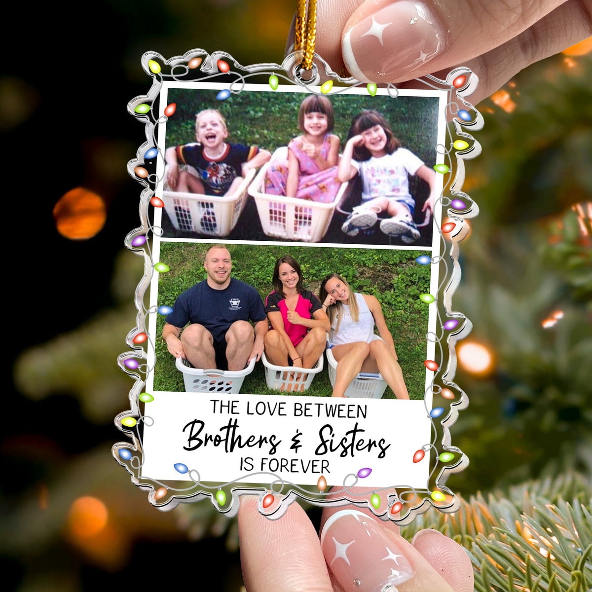 Childhood Photo Upload - Funny Moment For Family, Siblings - Personalized Acrylic Ornament