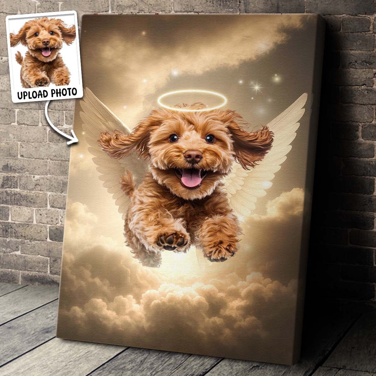 Pet Loss With Halo & Wings Heavenly - Personalized Customized Canvas Poster - Memorial Gift For Pet Lovers