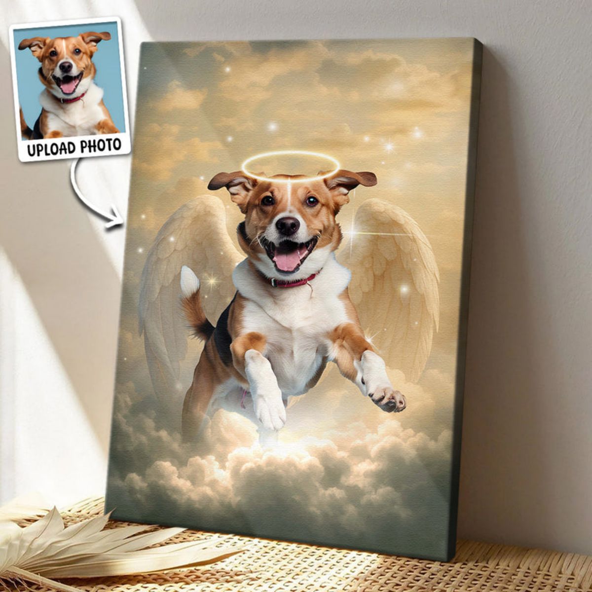 Pet Loss With Halo & Wings Heavenly - Personalized Customized Canvas Poster - Memorial Gift For Pet Lovers