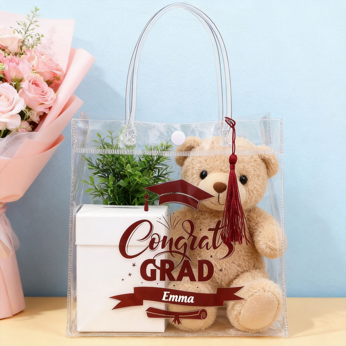 Sweetude 2026 Graduation Clear Gift Personalized Bags with Tassel Bulk, Congrats Grad