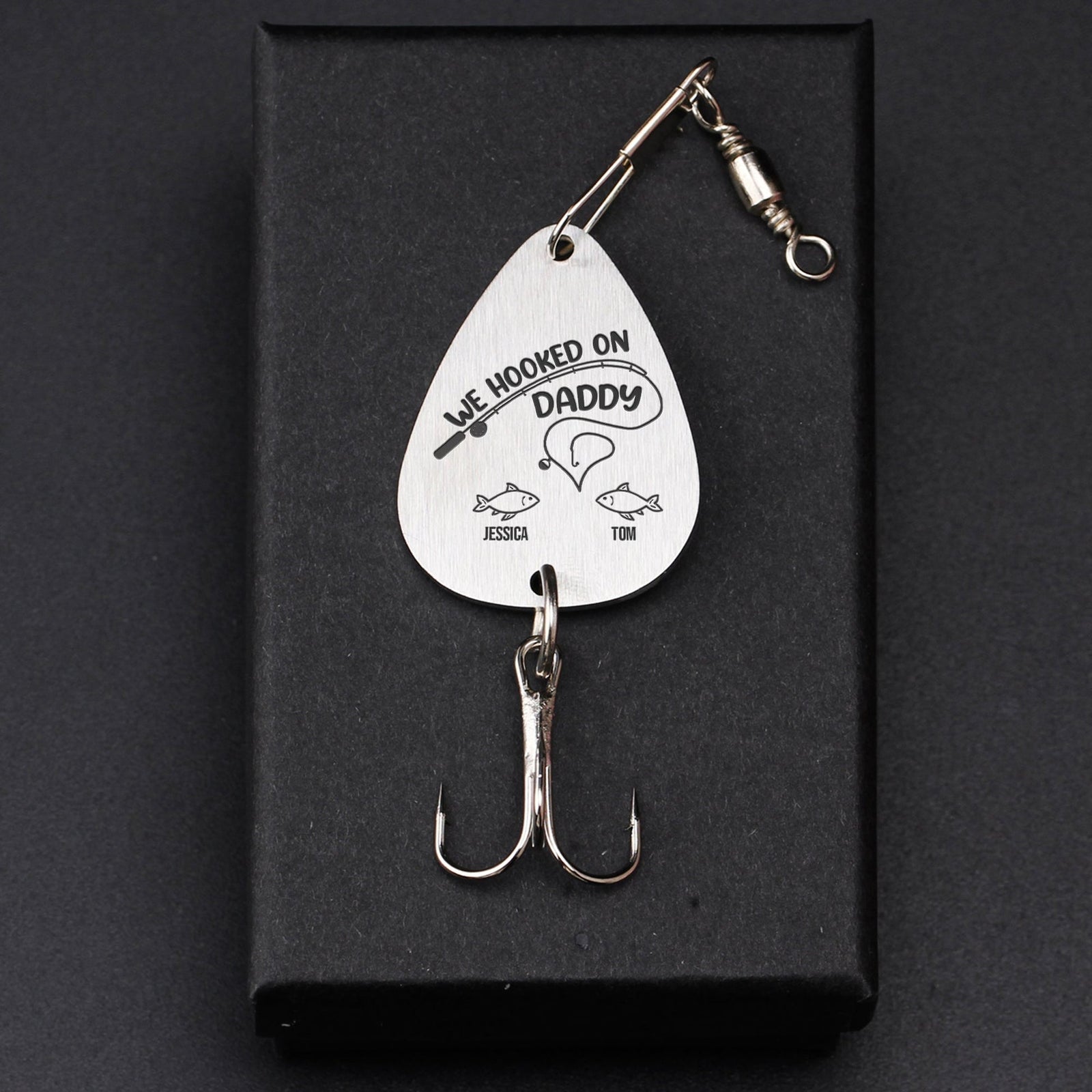 Hooked On Daddy/ Dad/ Papa - Family Personalized Custom Engraved Fishing Lure
