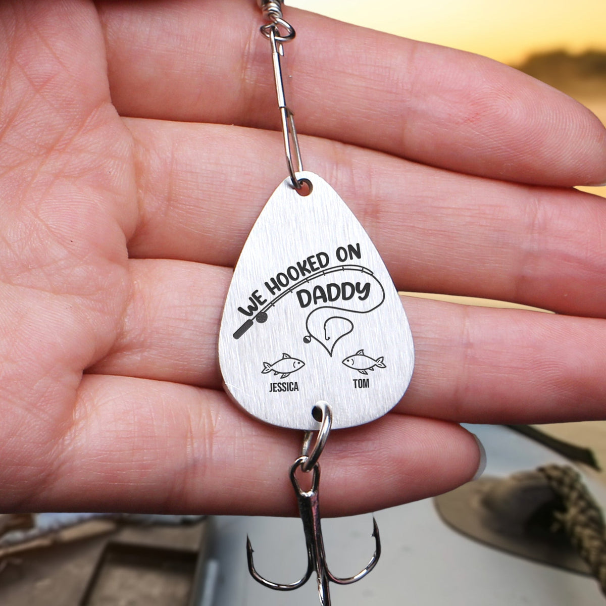 Hooked On Daddy/ Dad/ Papa - Family Personalized Custom Engraved Fishing Lure