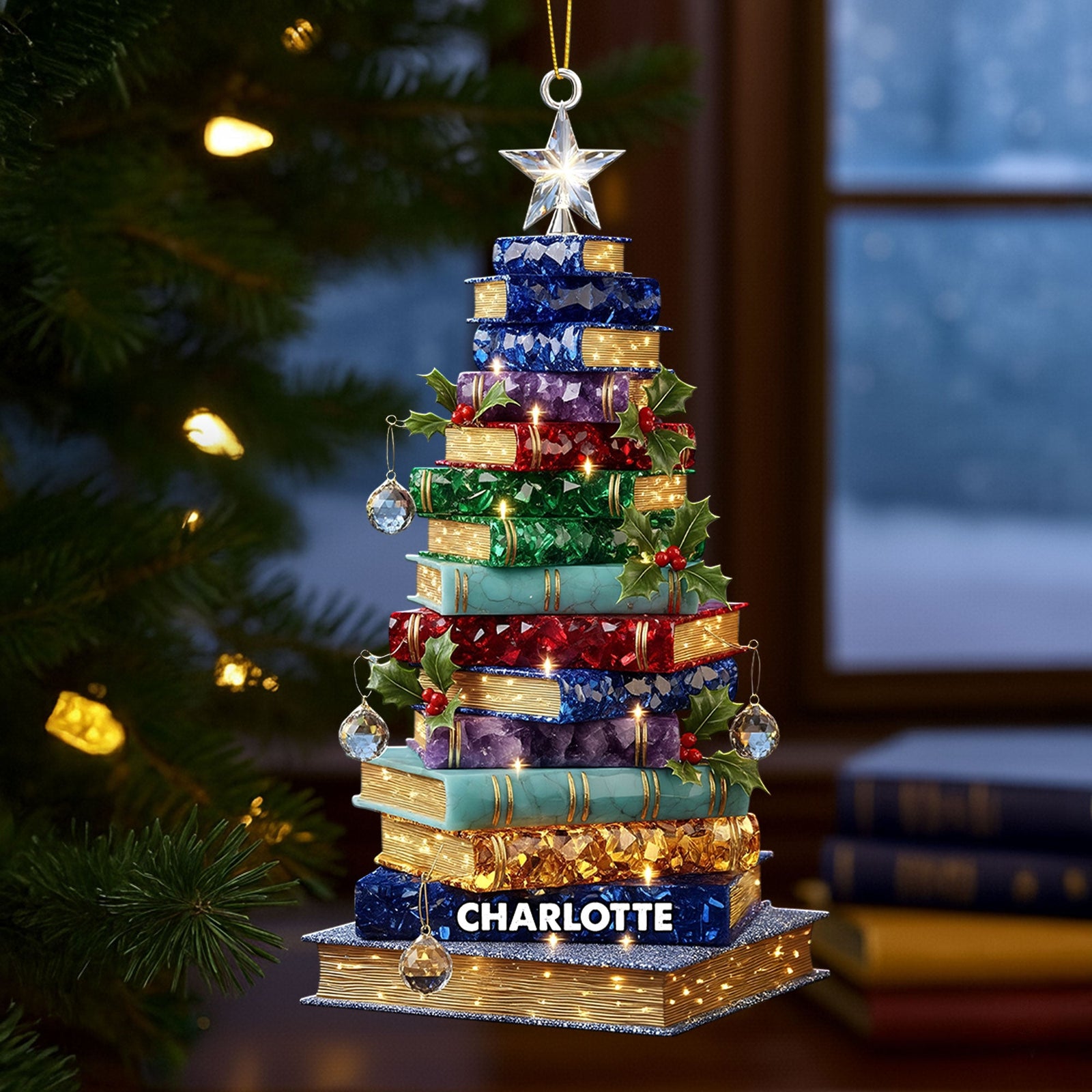 Christmas Book Tree Personalized Ornament