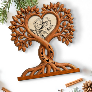 Love Forever Tree - Personalized Custom Wood Plaque With Flat Base