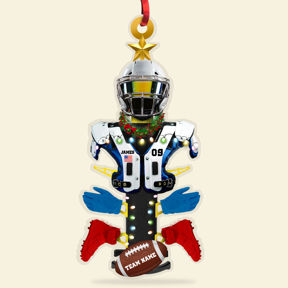 Personalized Football Equipment Rack Ornament, For Football Lovers Christmas Gift