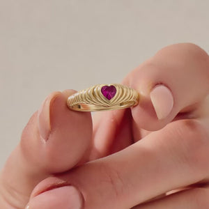 Heart-shaped Personalized Birthstone Ring