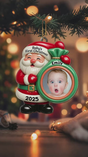 Baby's First Christmas Ornament, Custom Photo Wood Ornament