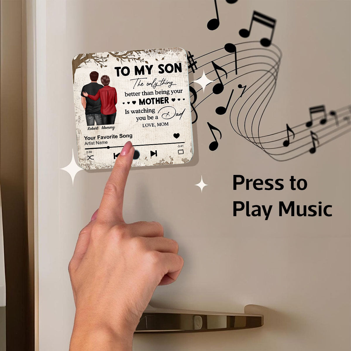 To My Son From Mom Dad Personalized Music Fridge Magnet, Heartfelt Father's Day Gift For Son
