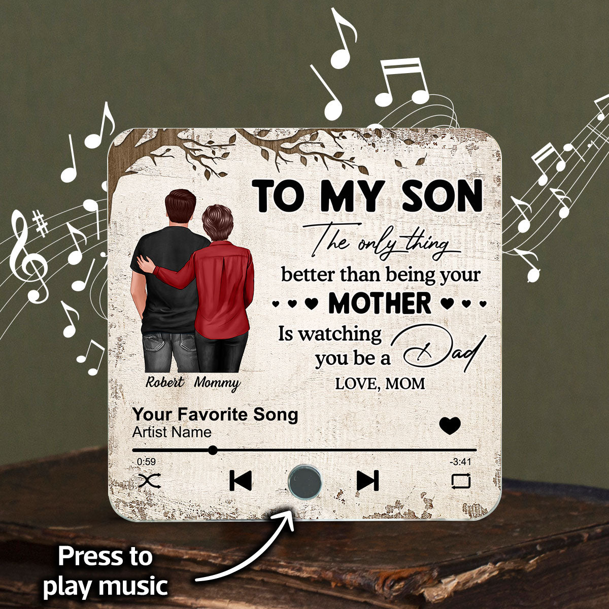To My Son From Mom Dad Personalized Music Fridge Magnet, Heartfelt Father's Day Gift For Son