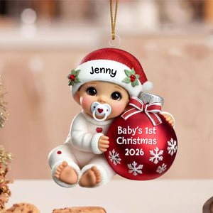 Baby Beside Christmas Bauble – Baby's 1st Christmas Personalized Ornament