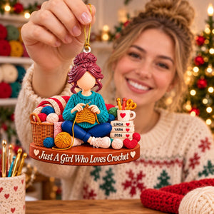 Just A Girl Who Loves Crochet - Personalized Christmas Ornament,Yarn Lover Christmas Gift