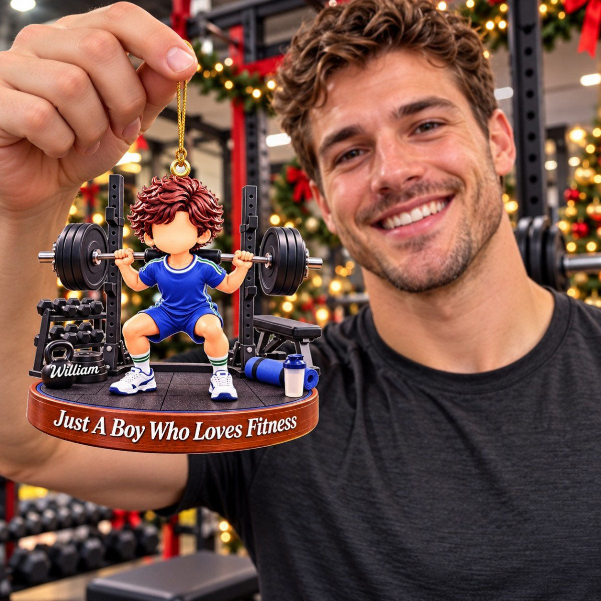 Just A Boy Who Loves Fitness - Personalized Christmas Ornament Gift for Fitness Lover