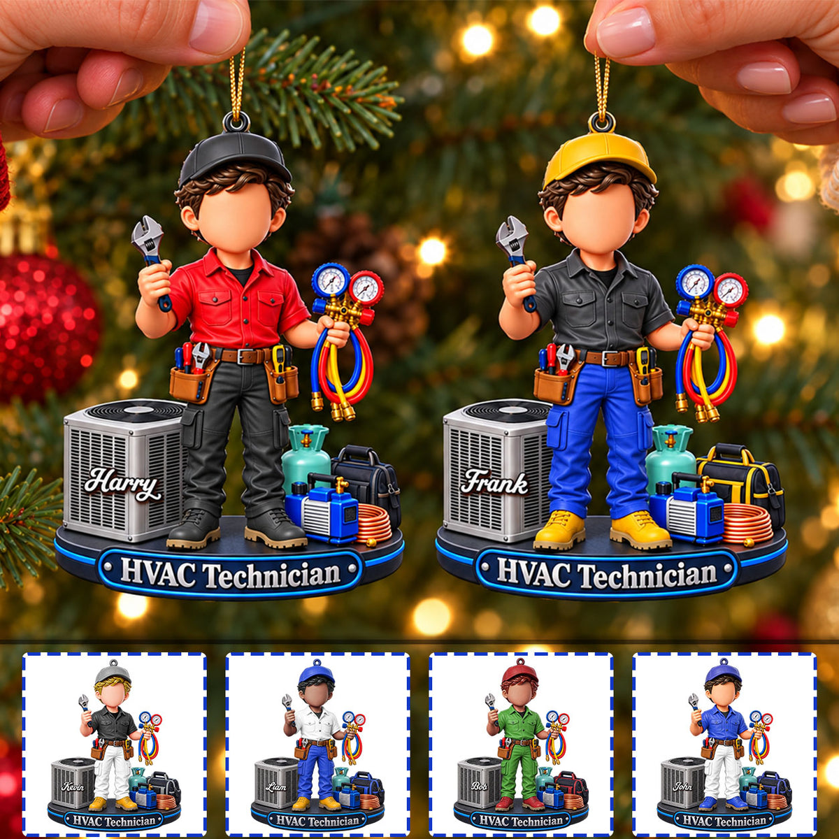 HVAC Tech Christmas Gift - Custom HVAC Tech Personalized Christmas Ornament, AC Repair Gift