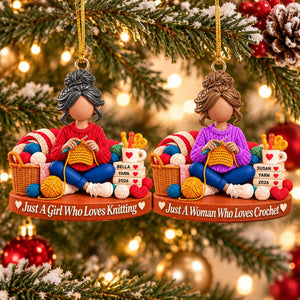 Just A Girl Who Loves Crochet - Personalized Christmas Ornament,Yarn Lover Christmas Gift