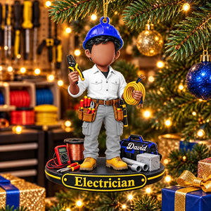 Electrician Gift - Electrician Tool Personalized Christmas Ornament, Lineman Gift