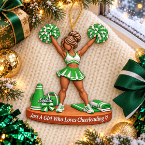 Just A Girl Who Loves Cheerleading - Personalized Christmas Ornament Gift for Cheer Team