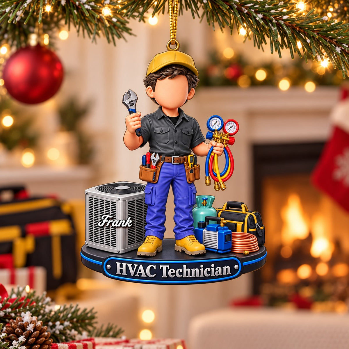 HVAC Tech Christmas Gift - Custom HVAC Tech Personalized Christmas Ornament, AC Repair Gift