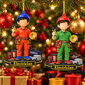 Electrician Gift - Electrician Tool Personalized Christmas Ornament, Lineman Gift
