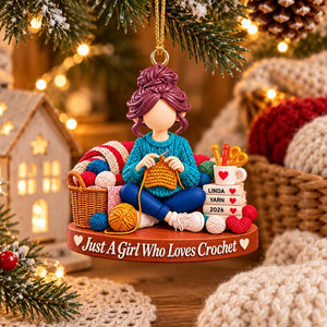 Just A Girl Who Loves Crochet - Personalized Christmas Ornament,Yarn Lover Christmas Gift