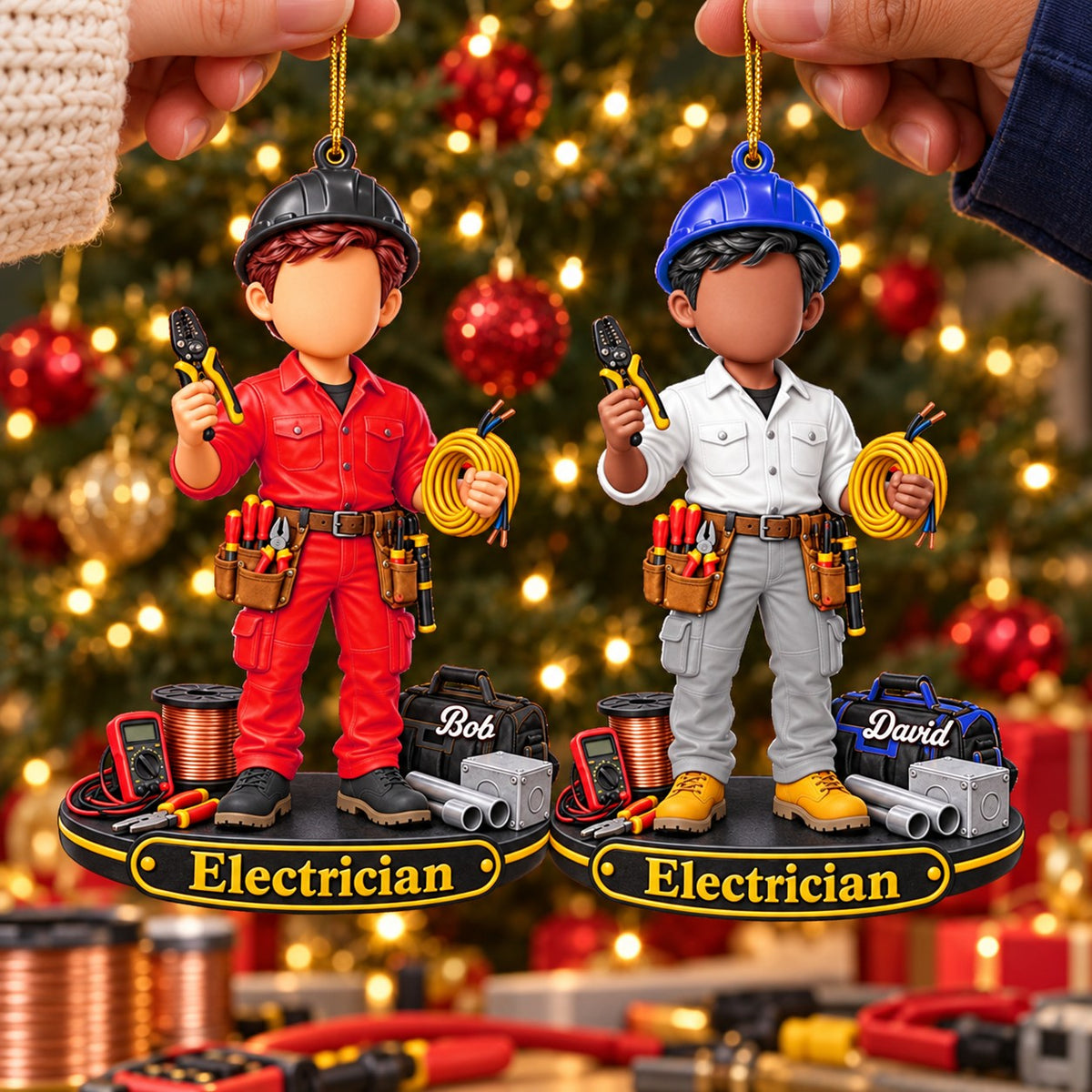 Electrician Gift - Electrician Tool Personalized Christmas Ornament, Lineman Gift