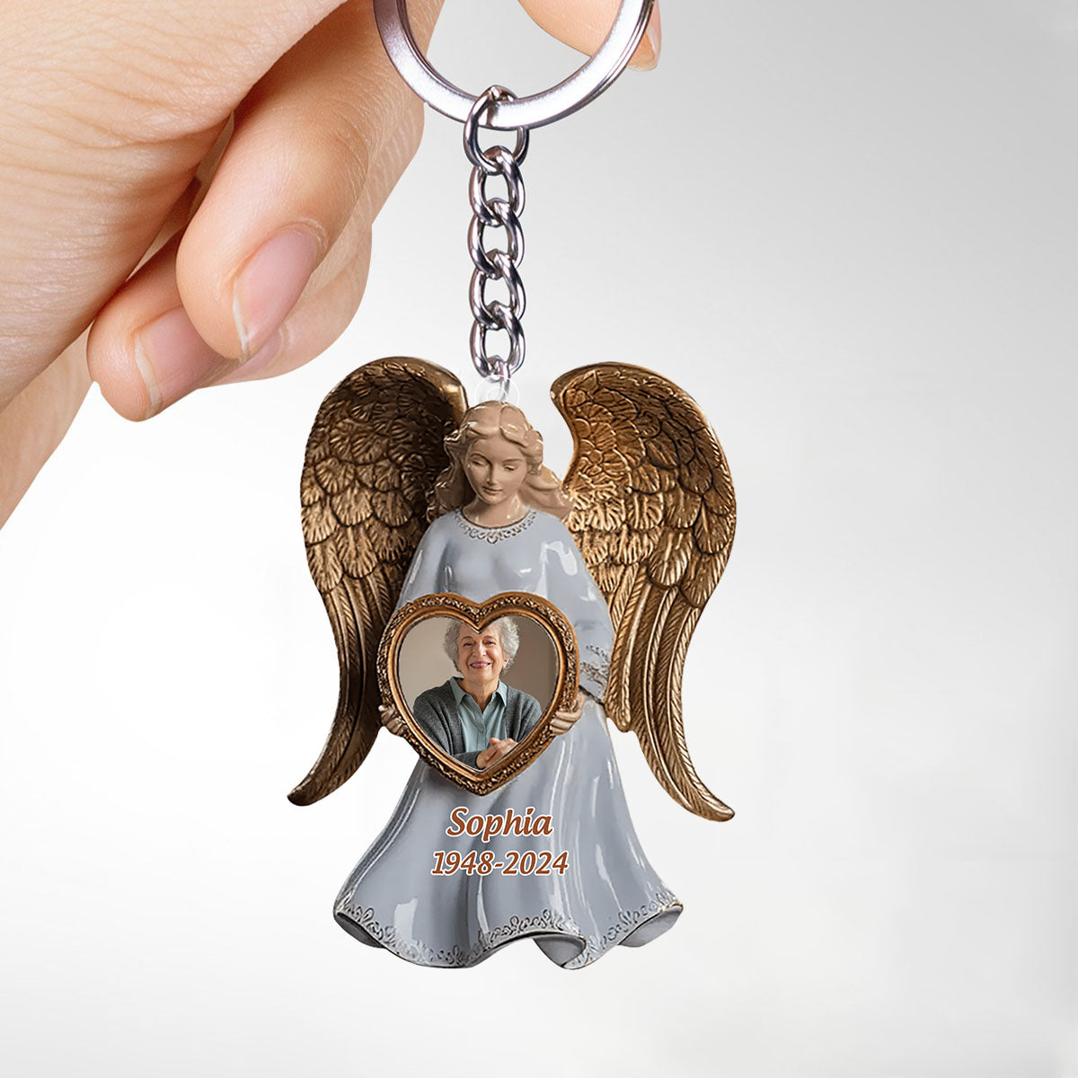 On Angel’s Wings - Personalized Acrylic Keychain