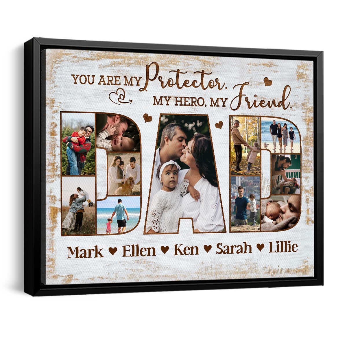 DAD Photo Collage Gift, Personalized Dad Canvas Print, Father’s Day Gift for Husband